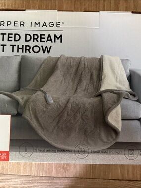 Sharper Image Amira Dream Cozy Soft Electric Heated 
Throw Blanket Gray***